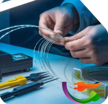 Technician preparing network cable